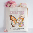 Created With A Purpose Christian Canvas Tote Bag