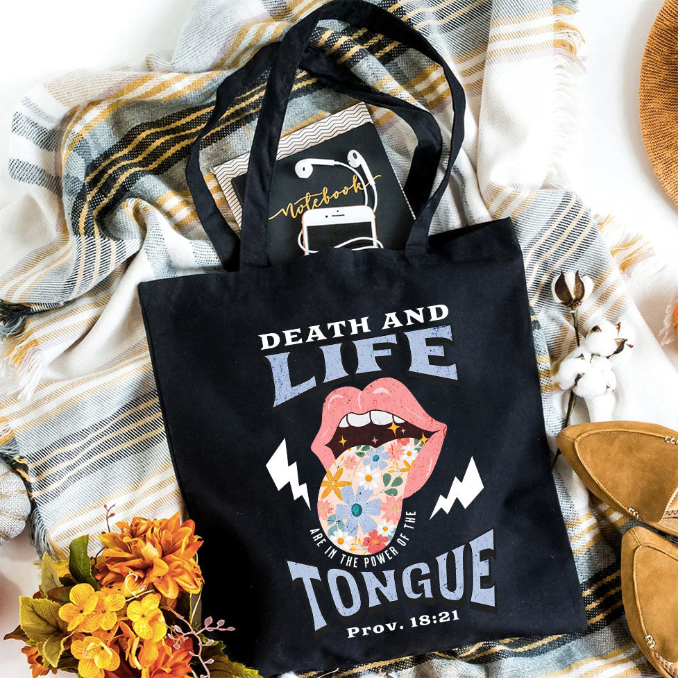Death And Life Tongue Christian Canvas Tote Bag