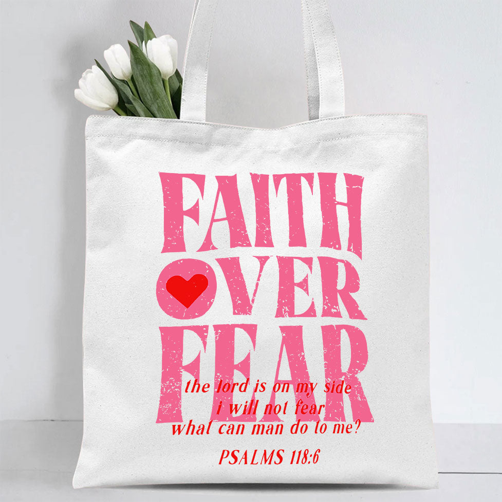 Faith Over Fear Christian Canvas Tote Bag