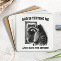 God Is Testing Me Christian Wooden Printed Coasters
