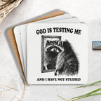 God Is Testing Me Christian Wooden Printed Coasters