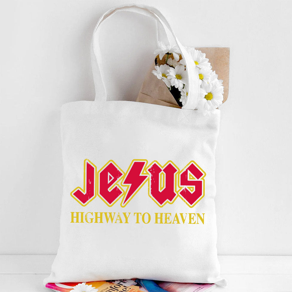 Jesus Highway To Heaven Christian Canvas Tote Bag