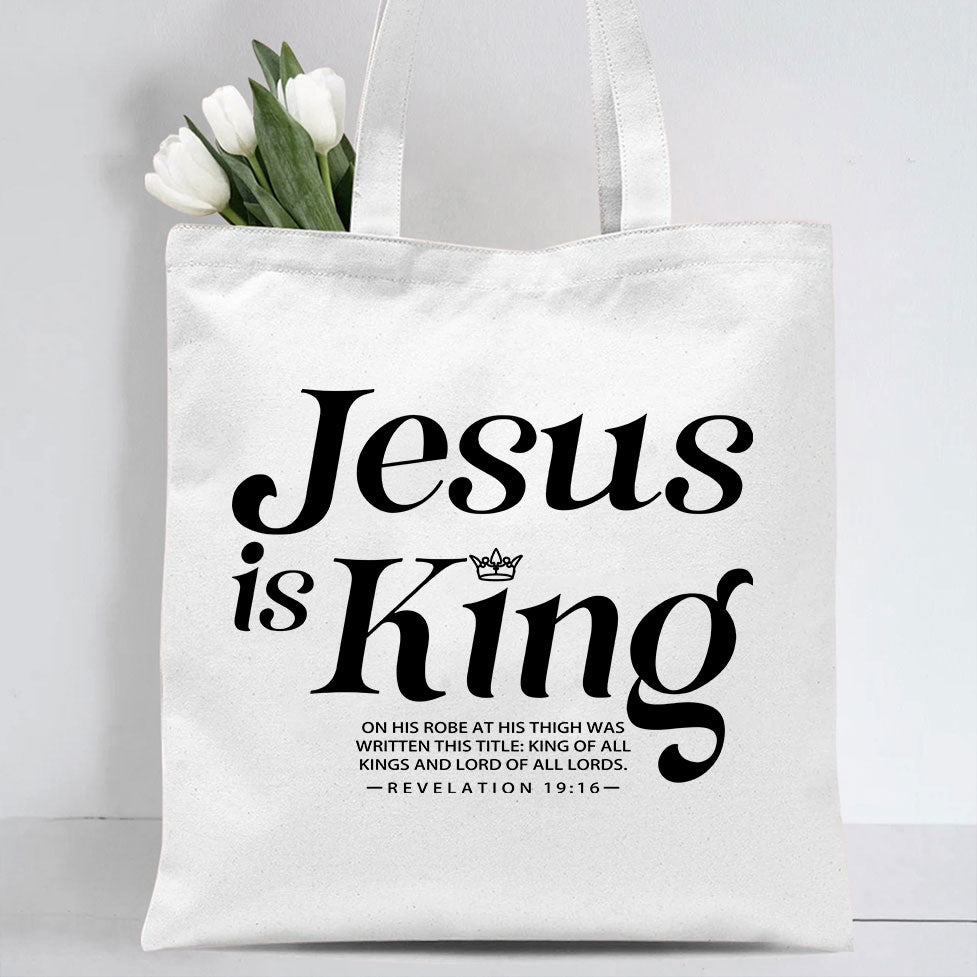 Jesus Is King Christian Canvas Tote Bag