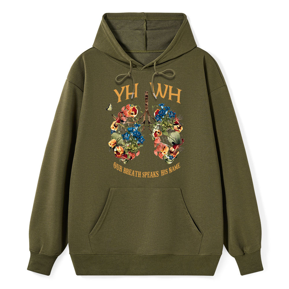 YHWH Our Breath Speaks His Name Classic Christian Hoodie
