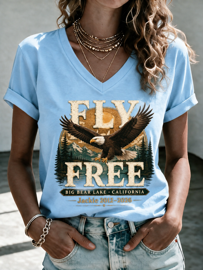 Women'S Fly Free Jackie Print V-Neck Tee