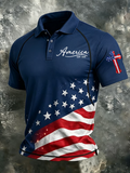 Men's Patriotic Print Polo Shirt