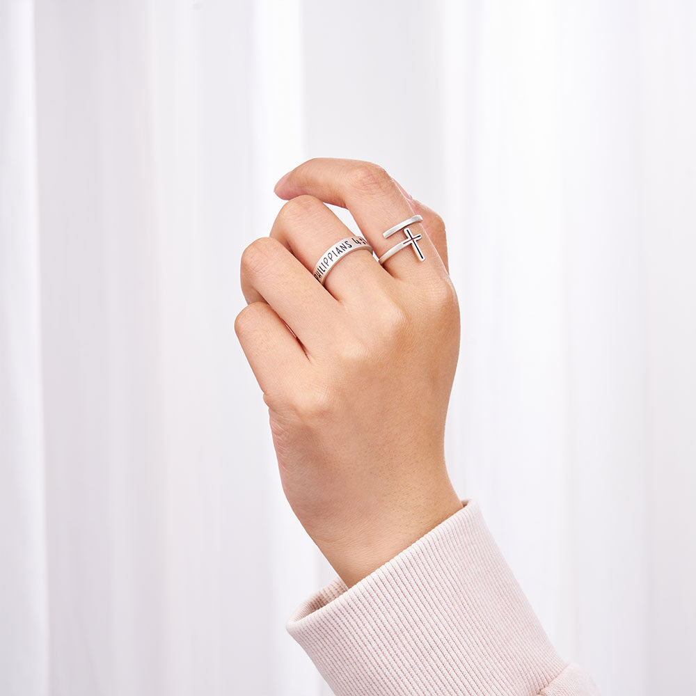 Double Wrap Cross Christian 925 Sterling Silver Ring