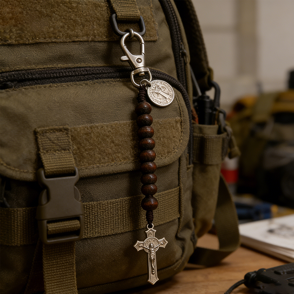 Christian Cross Rosary Keychain for Prayer and Blessing