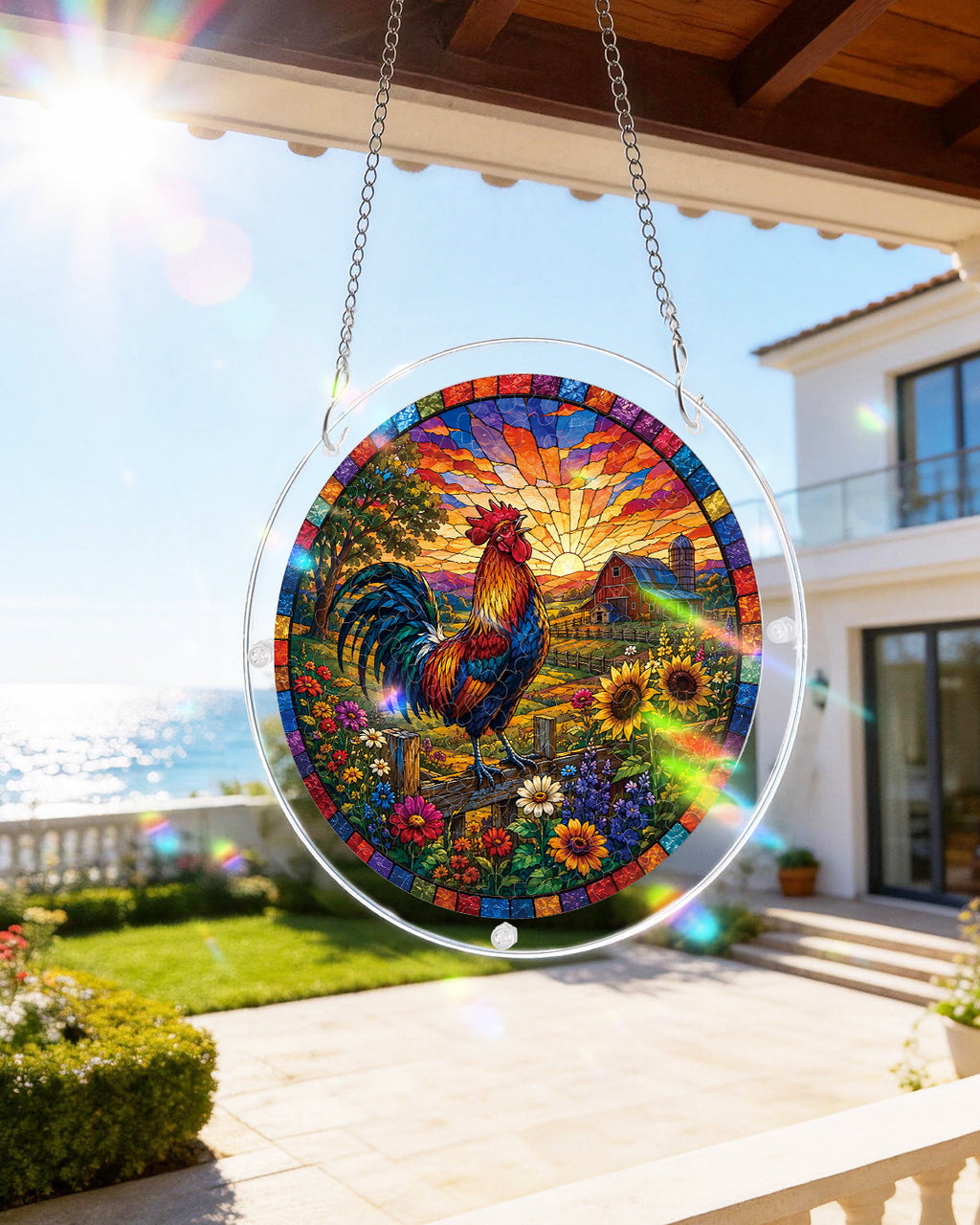Sunrise Rooster Light Suncatcher-Acrylic Window Art