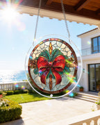 Christmas Bow Light Suncatcher-Acrylic Window Art