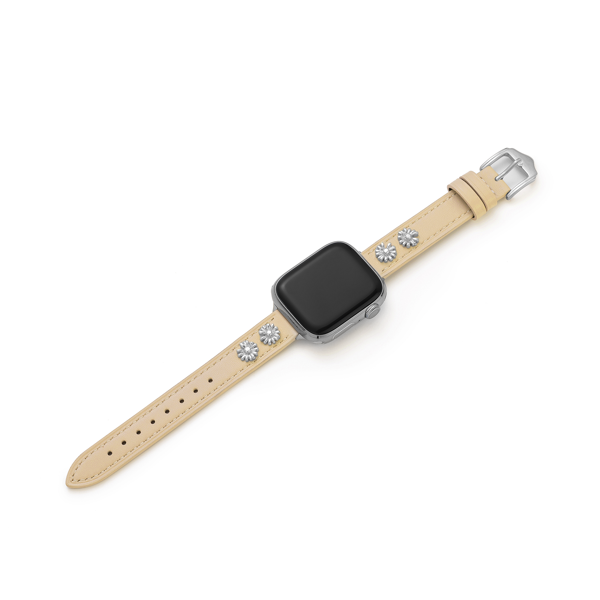 14k Gold / Platinum Plated Daisy Leather Watch Band for Apple Watch