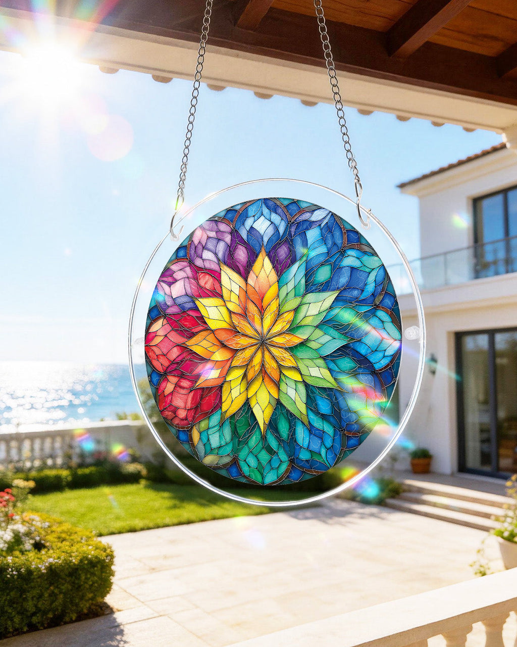 Radiant Flower Wheel Light Suncatcher-Acrylic Window Art