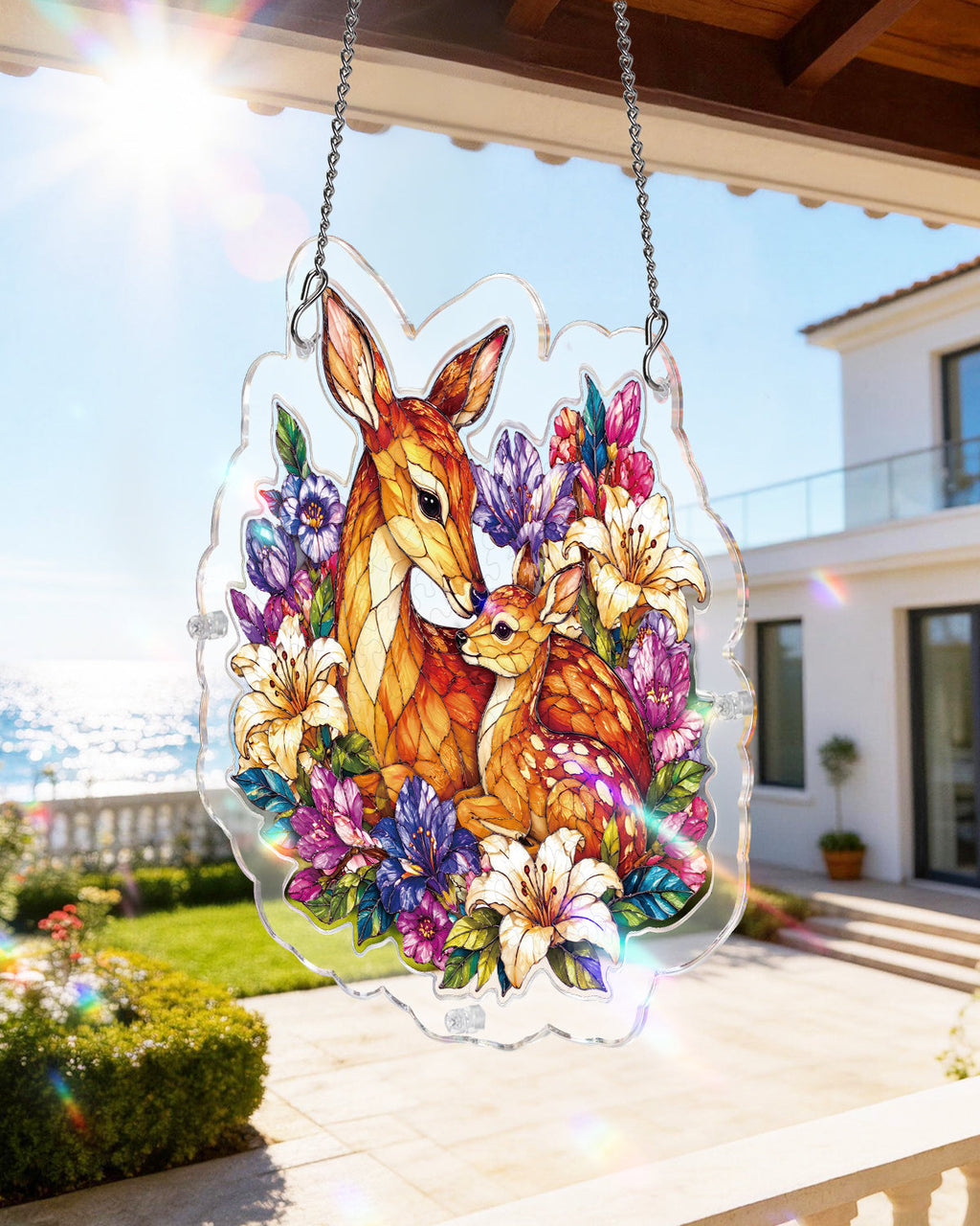 Deer in Bloom Light Suncatcher-Acrylic Window Art