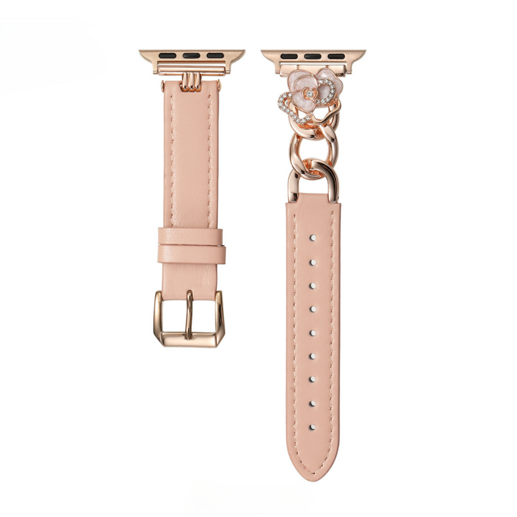 Camellia Chain Leather Watch Band for Apple Watch