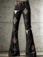 Women'S Casual Retro-Print Trousers