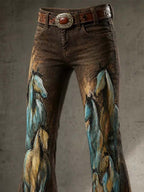 Women'S Casual Retro-Print Trousers