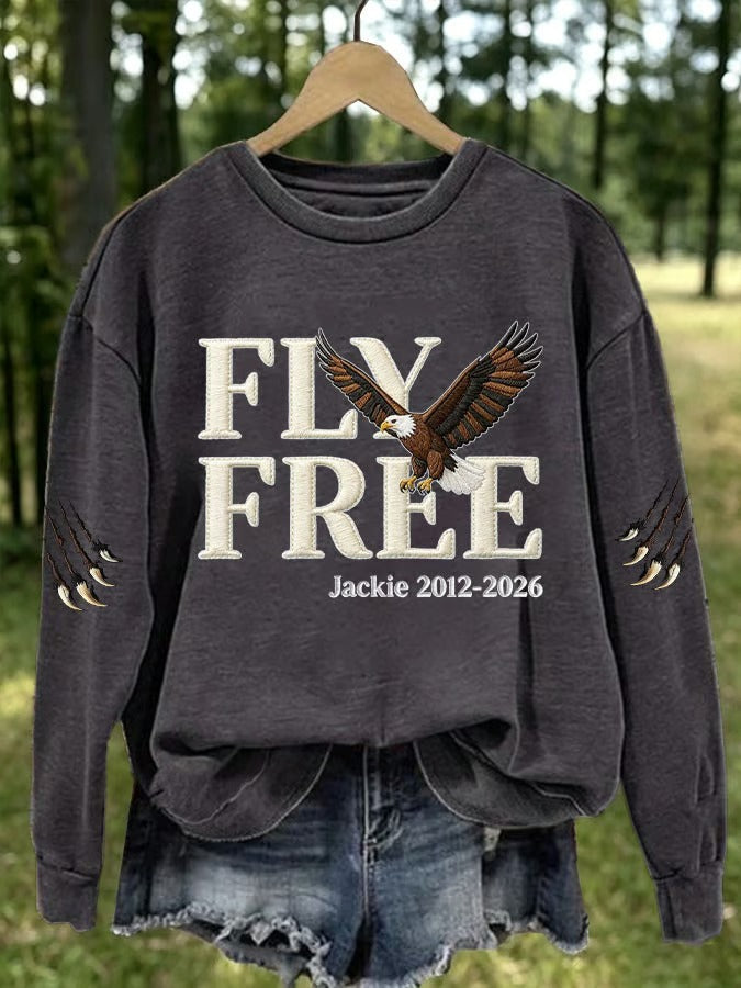 Women'S Retro Eagle Print Round Neck Sports Shirt