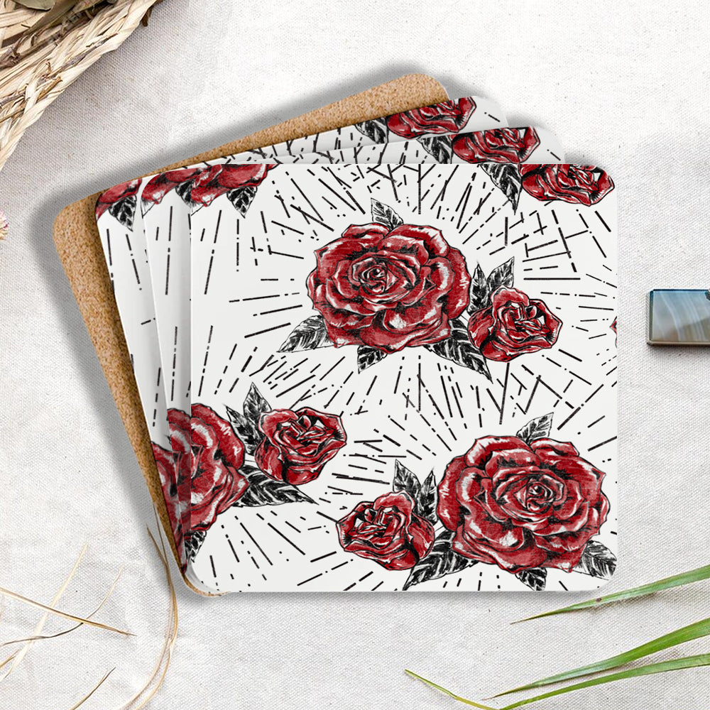 Retro Flower Christian Wooden Printed Coasters
