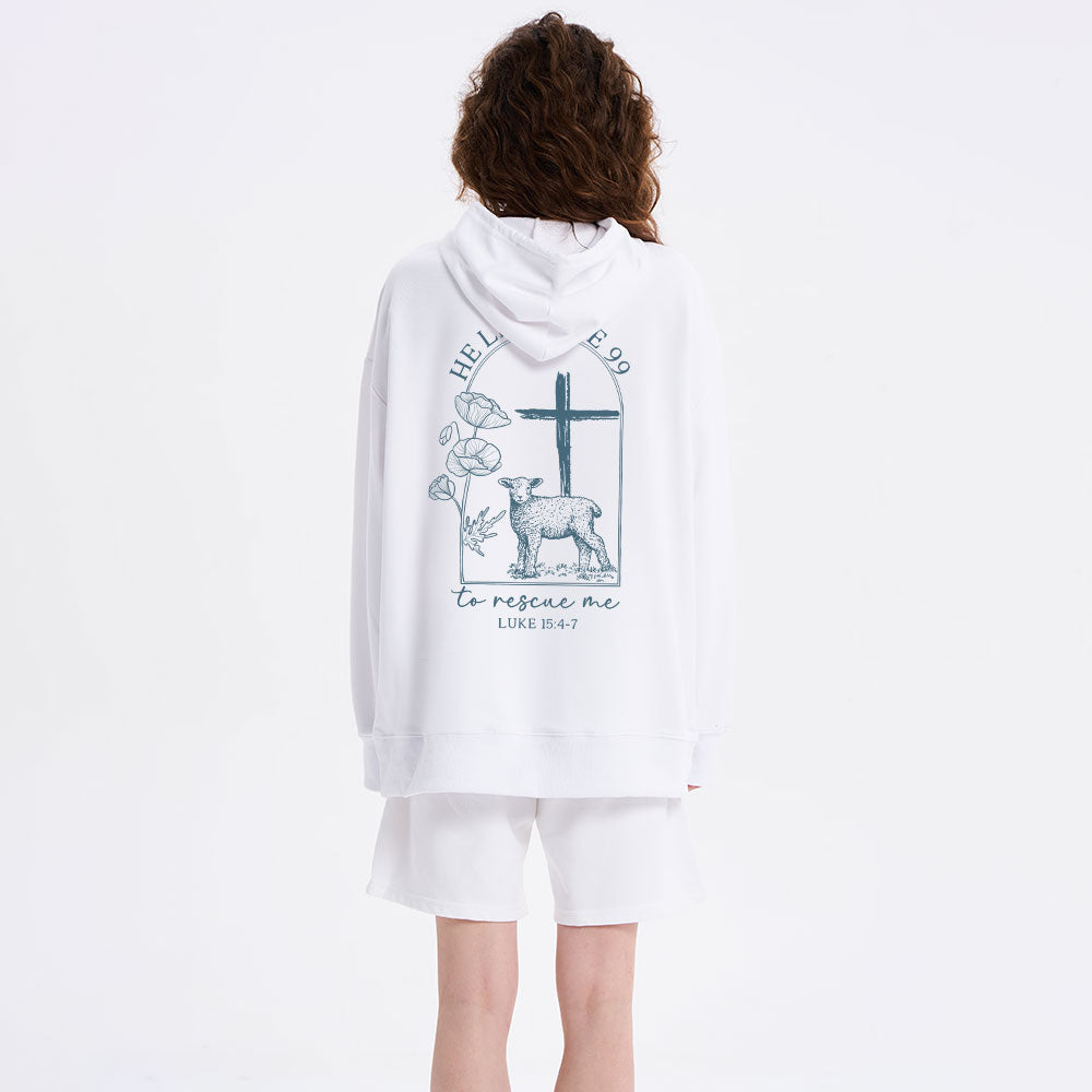 He Left The 99 To Resuce Me Classic Christian Hoodie