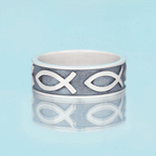 Jesus Fish Christian Sterling Silver Band Ring