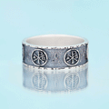 Chi Rho Alpha Omega Christian Sterling Silver Band Ring