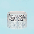 Chi Rho Alpha Omega Christian Sterling Silver Band Ring