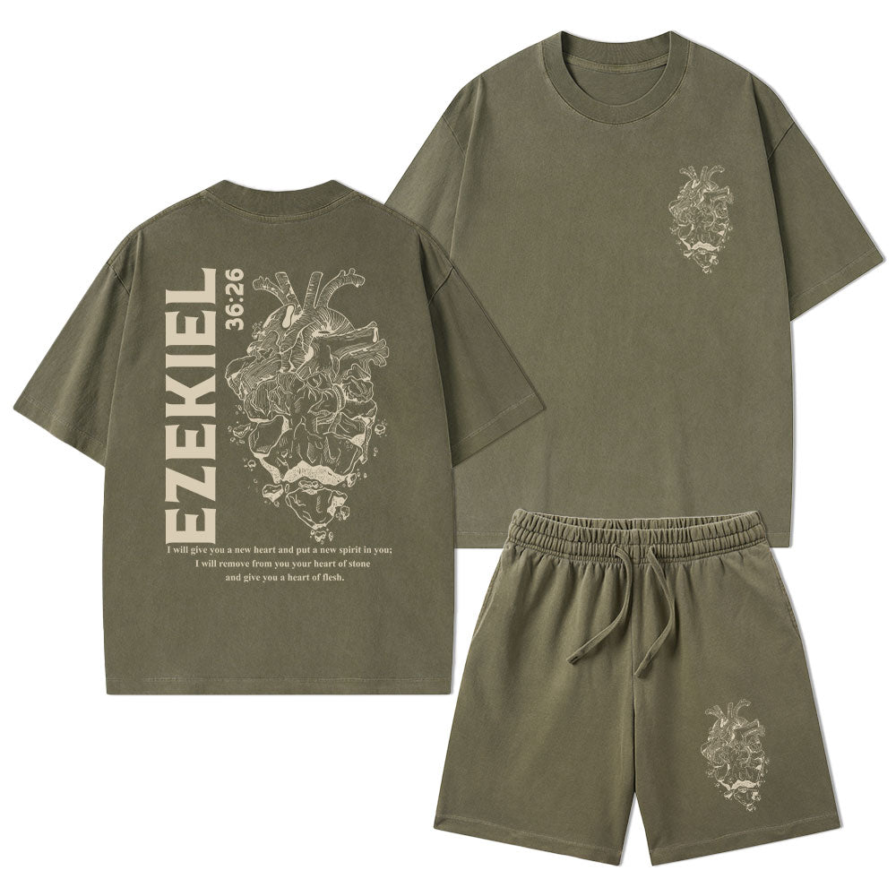 I Will Give You A New Heart And Put A New Christian Washed T-Shirt & Shorts