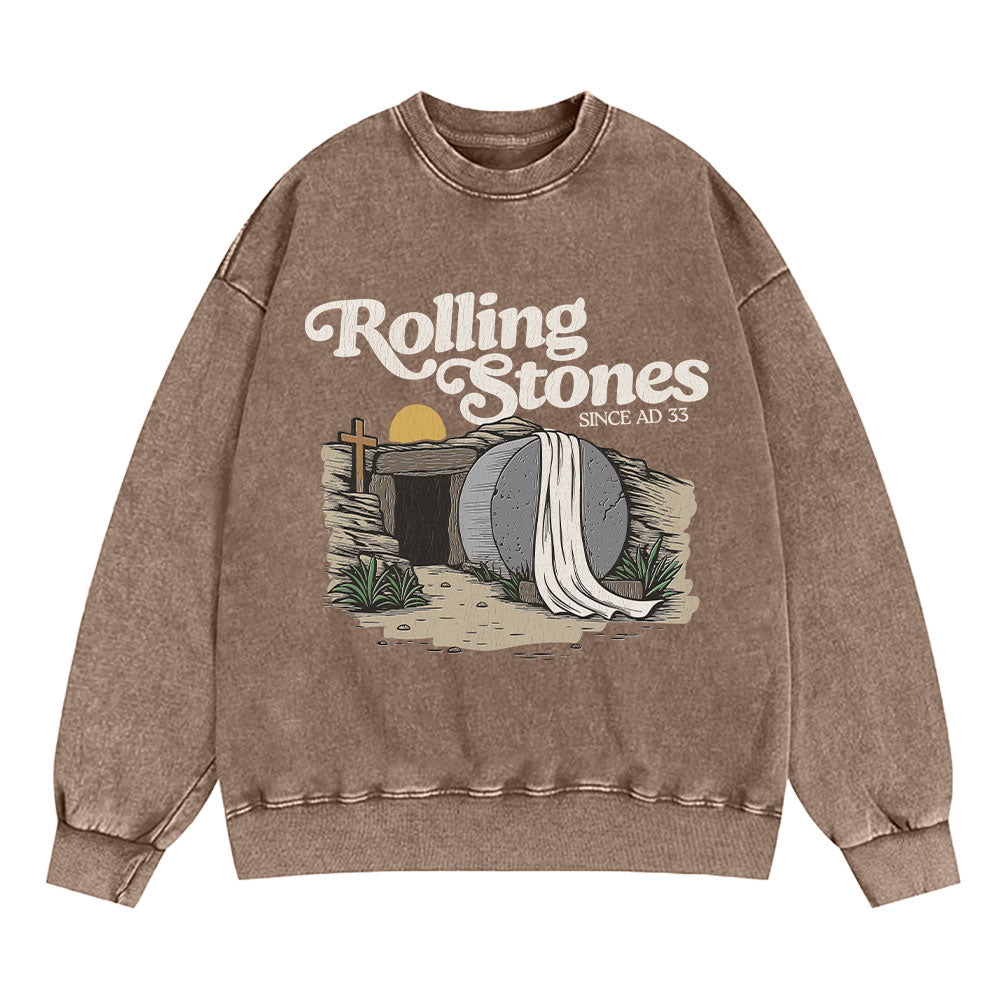 The Stone Was Rolled Away Christian Washed Sweatshirt