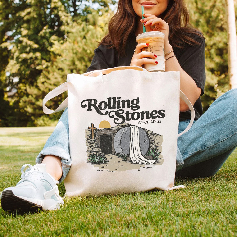 The Stone Was Rolled Away Christian Canvas Tote Bag