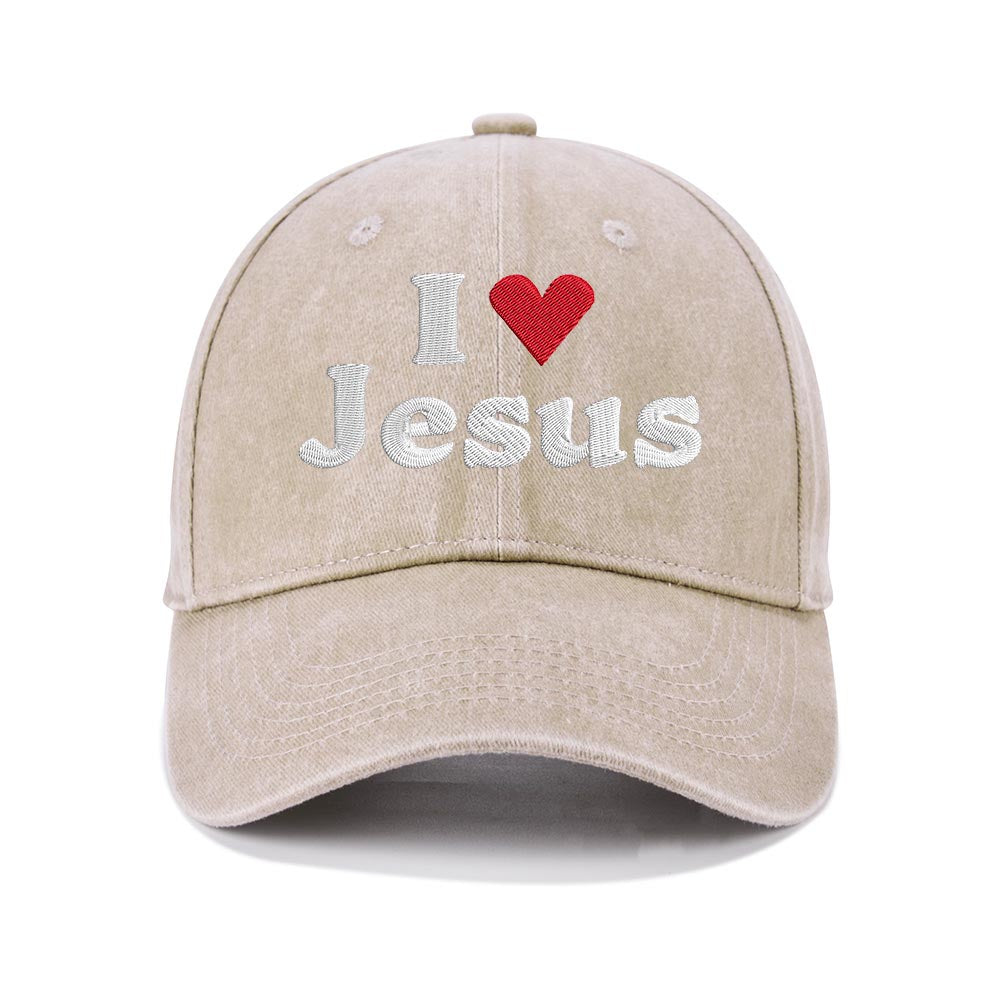 I Love Jesus Christian Washed Hat