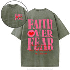 Faith Over Fear Christian Washed T-Shirt