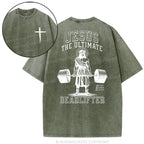 Jesus The Ultimate Deadlifter Christian Washed T-Shirt