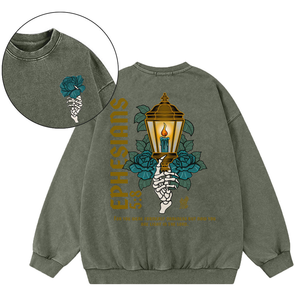 For You Were Formerly Darkness Christian Washed Sweatshirt