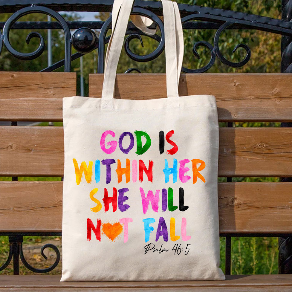 Membership God Is Within Her Christian Canvas Tote Bag
