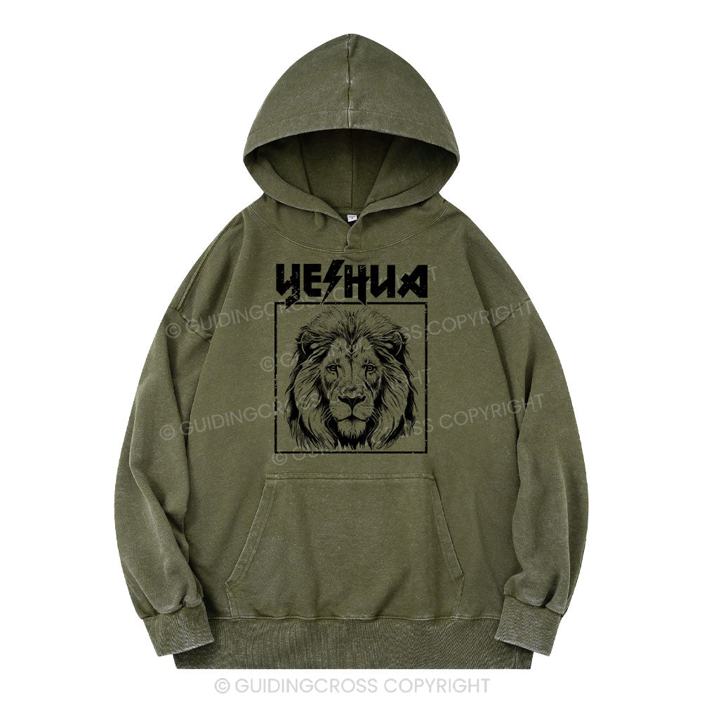 Retro Yeshua Lion Christian Washed Hoodie