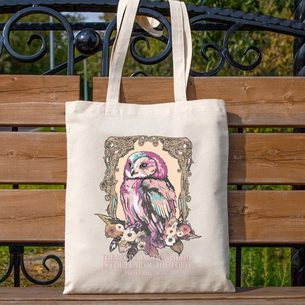 He Beginning Of Wisdom Christian Canvas Tote Bag
