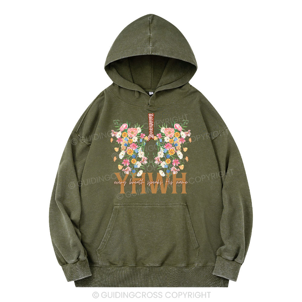YHWH Floral Christian Washed Hoodie