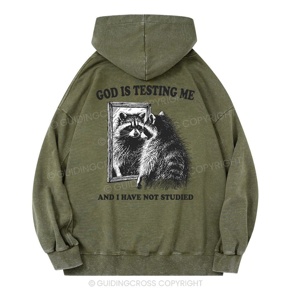 God Is Testing Me And I Have Not Studied Christian Washed Hoodie