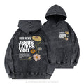Good News Jesus Loves You Christian Washed Hoodie