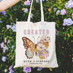 Created With A Purpose Christian Canvas Tote Bag