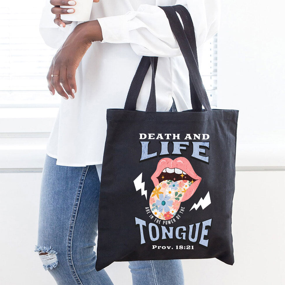 Death And Life Tongue Christian Canvas Tote Bag
