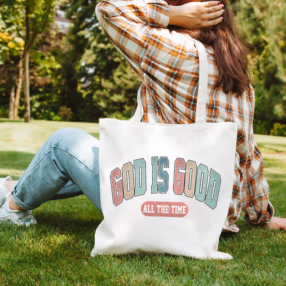 God Is Good All The Time Christian Canvas Tote Bag