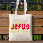 Jesus Highway To Heaven Christian Canvas Tote Bag