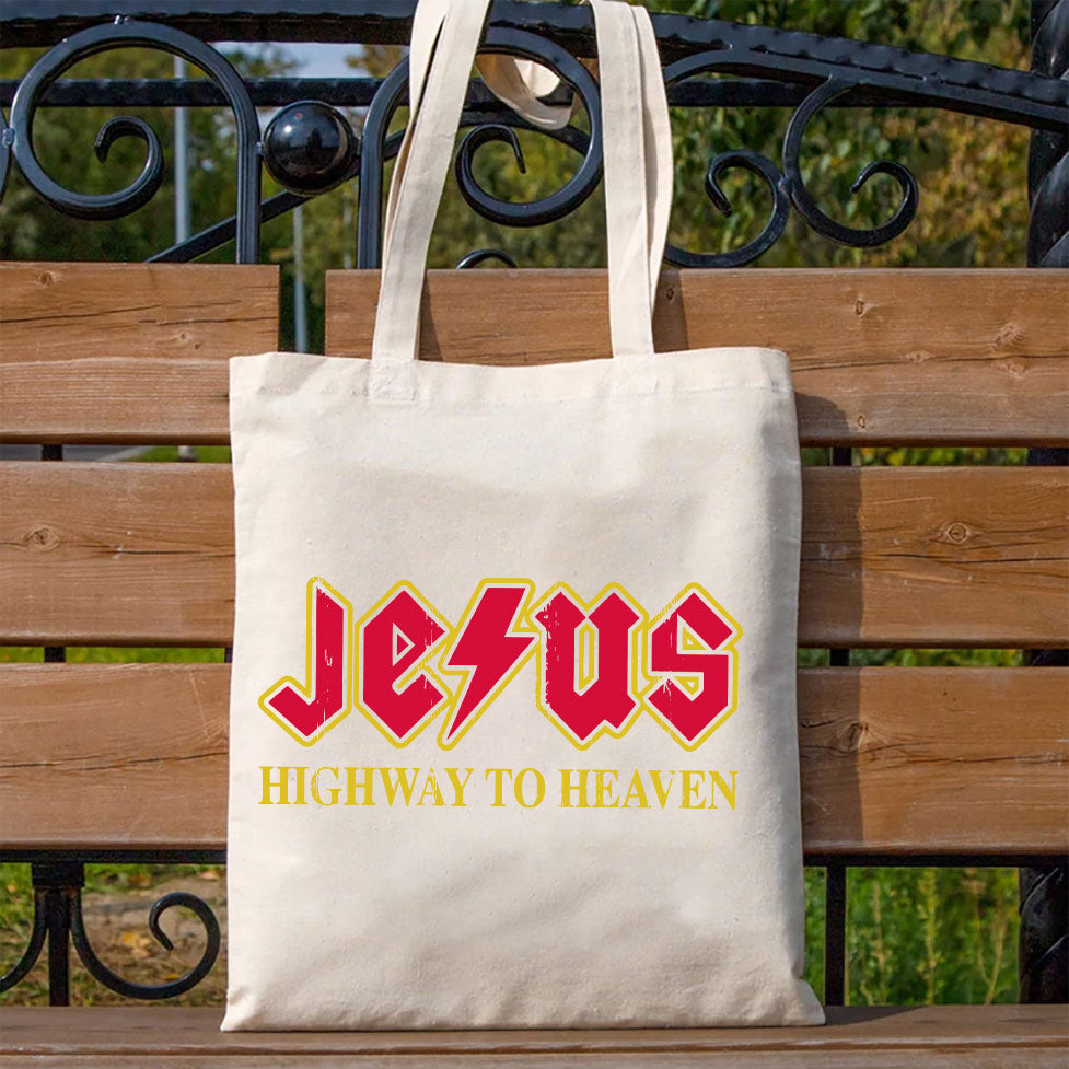 Jesus Highway To Heaven Christian Canvas Tote Bag