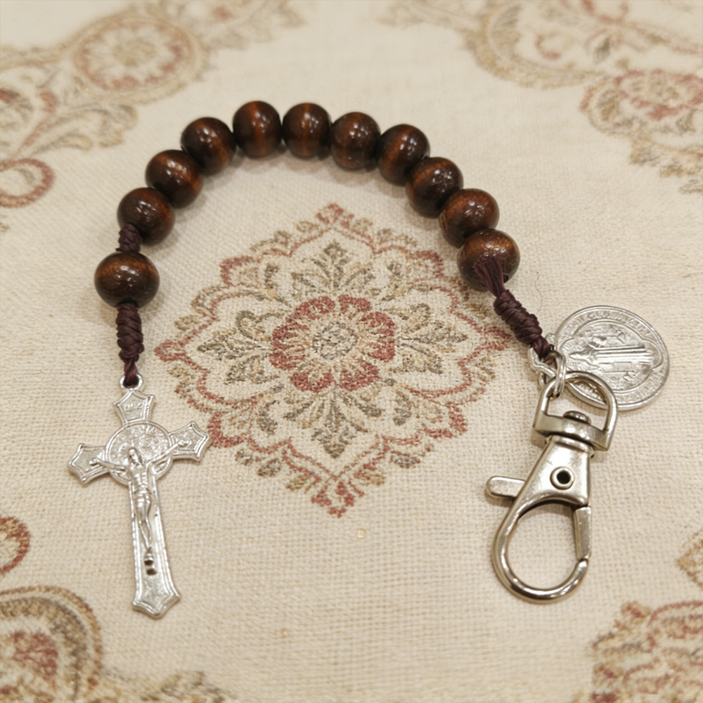 Christian Cross Rosary Keychain for Prayer and Blessing