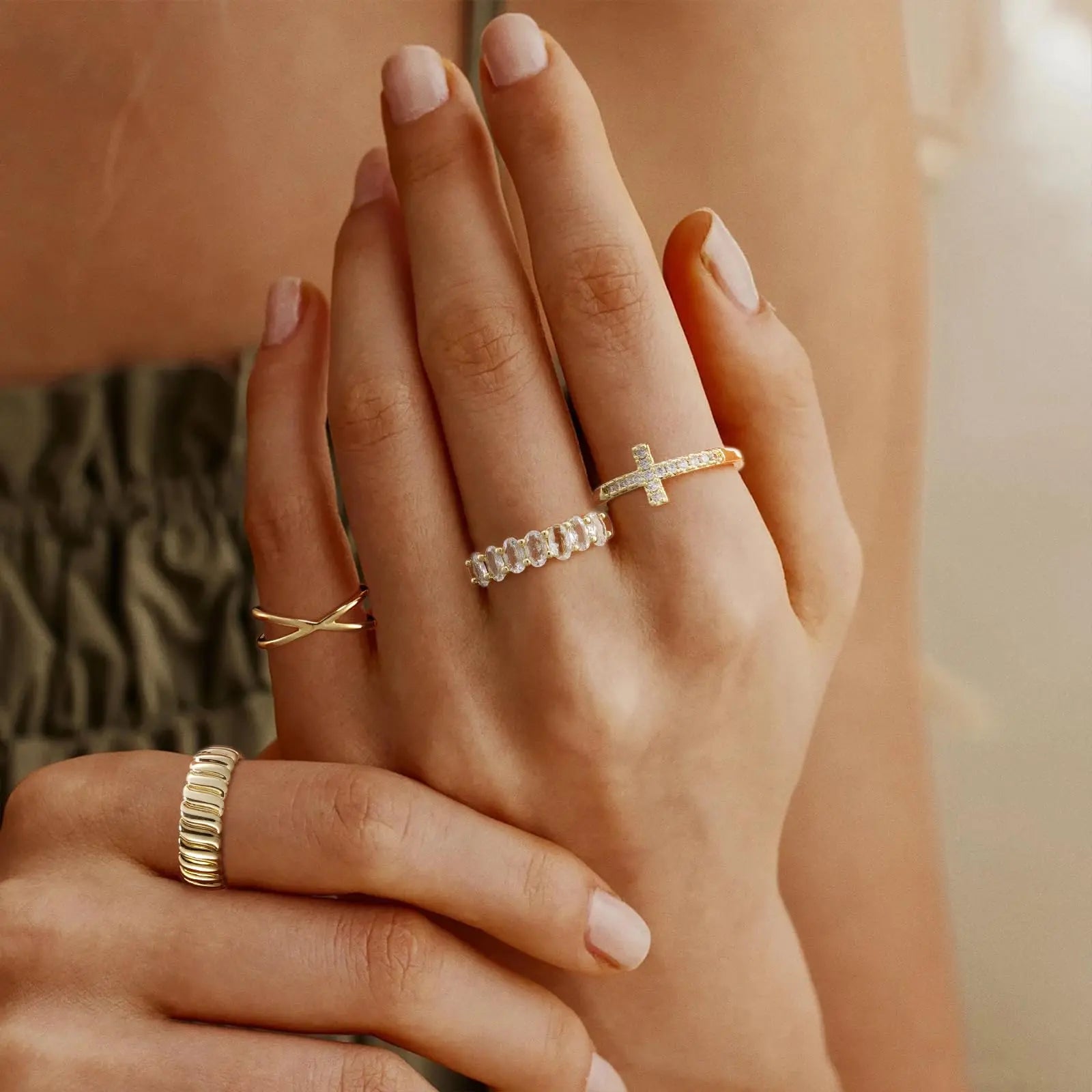 Pancert Gold-Tone 12-Piece Ring Set for Women - Versatile Jewelry