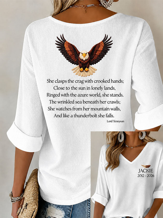 V-Neck Retro Forever Free Jackie Print T-Shirt