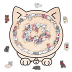 Morandi-Colored Cute Cat Shaped Wooden Jigsaw Puzzle