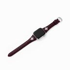 14k Gold / Platinum Plated Floral Accent Leather Watch Band