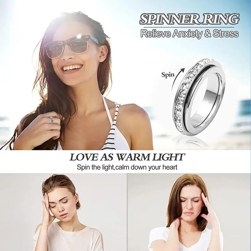 Anxiety Rings for Women & Men - Titanium Steel Fidget Band